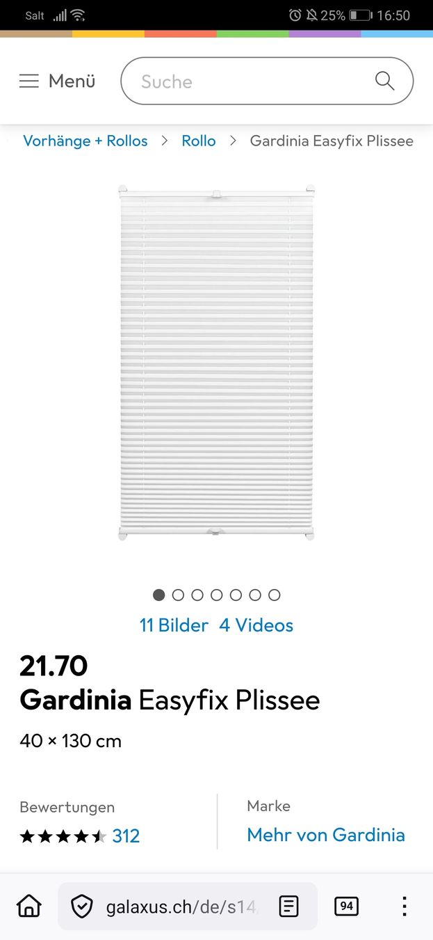 Tende: Gardinia Easyfix Plissee 40 x 130 cm Rollo – Nuovo (secondo la descrizione) da Glattbrugg venduto da elizabethdesi 4