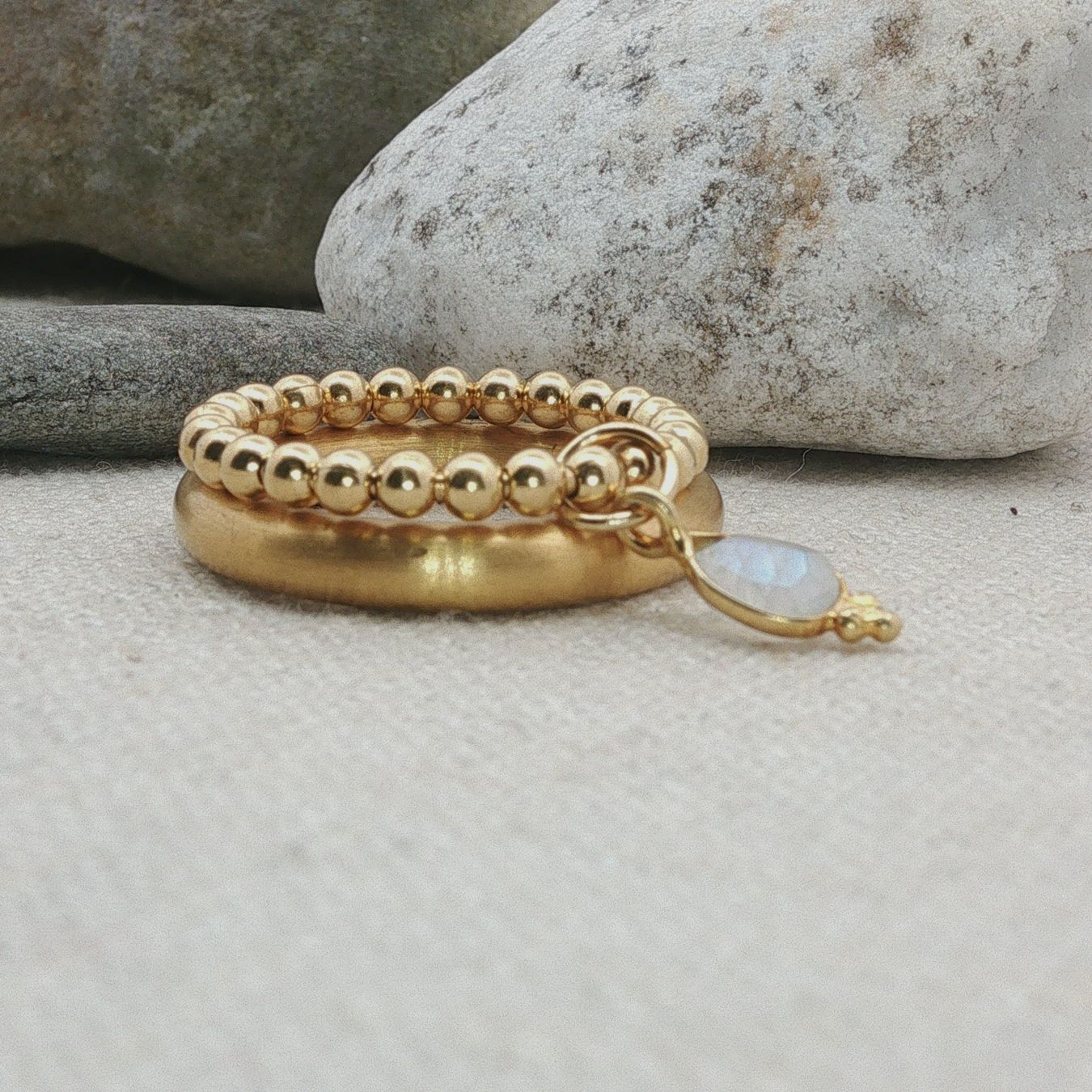 Olga Ribler Ringe: Edelstahl & Silber Mondstein Ring SET Ringgrösse 58 – Neu (gemäss Beschreibung) aus Luzern von Schmuckoutlet 4