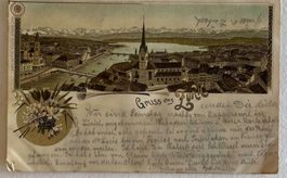 Gruss aus Zürich, Litho, Philatelie, 1898!