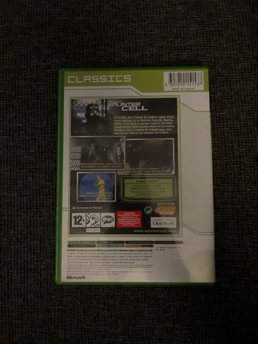 Microsoft Jeux: Jeu Xbox - Splinter Cell Classics - Tom Clancy's – D'occasion à Troistorrents par Ricardolino1993 1