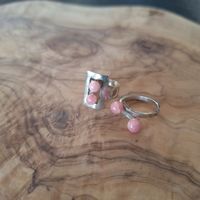 Versand möglich. 70er Ringe Space Age, Silber, Rhodochrosit