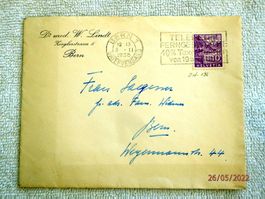 Bedarfsbrief, Bern mit Kastenstempel, ZNr.196, Landschaften