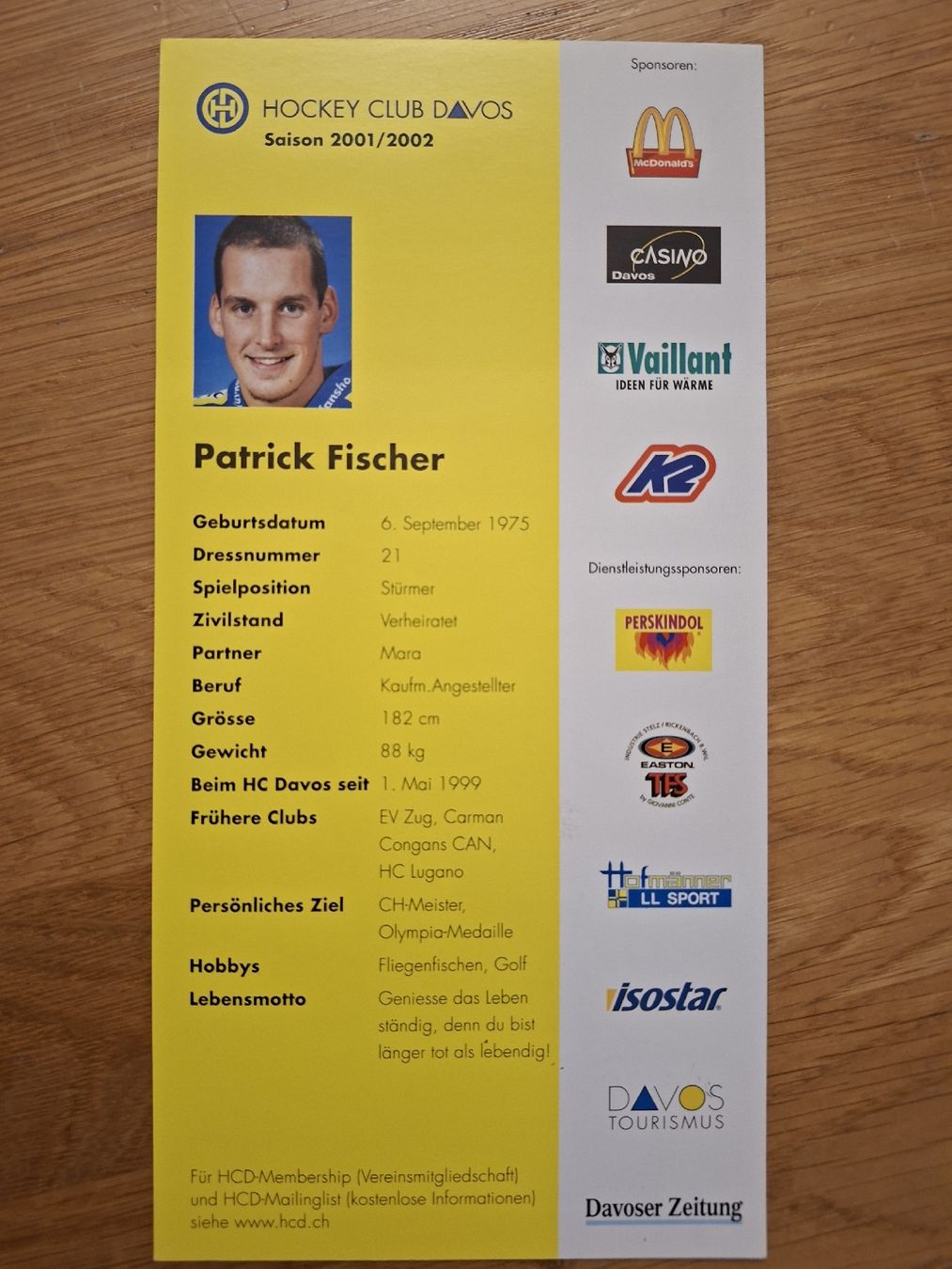 Autografi: Patrick Fischer Autogrammkarte HC Davos – Usato da Thun venduto da wuschu 1