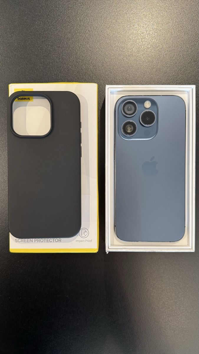 Apple Handys / Smartphones: iPhone 15 Pro Blau – Neues Case & neues Panzerglas – Gebraucht aus Gutenswil von Naef76