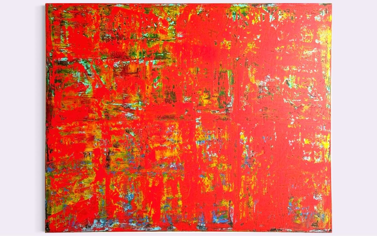 Dipinti: Rotes abstraktes Gemälde, moderne Kunst, 150 x 120 cm – Nuovo e nell'imballaggio originale da Berikon venduto da home-artsch
