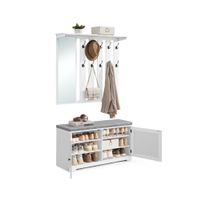 Schuhbank Wandgarderobe Set mit 10 Doppelhaken 101 cm breit