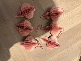 Arket Weihnachts Ornament aus papier, Rosa, 6 stk.