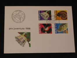 Pro Juventute FDC 1998 Nr. 348 - 351 Weihnachtsmarke - Tiere