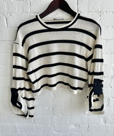 Zara Crop-Strickpullover gestreift / Gr. S