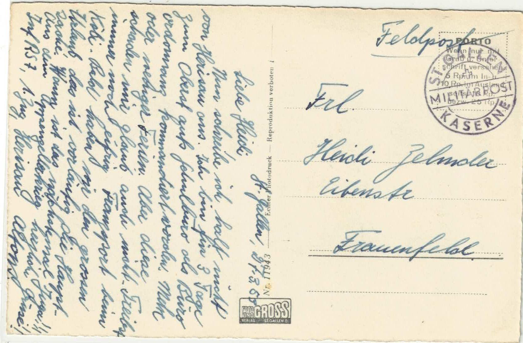 Cartoline postali: St. Gallen - Kaserne – Usato da Ettingen venduto da Kartenplanet 1