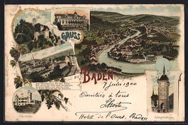 Litho Baden, Casino, Schloss Stein, Scha