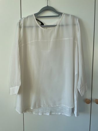 Marc Aurel Hybrid-Bluse / Top Seide/Viskose – Gr. 38 – Weiss