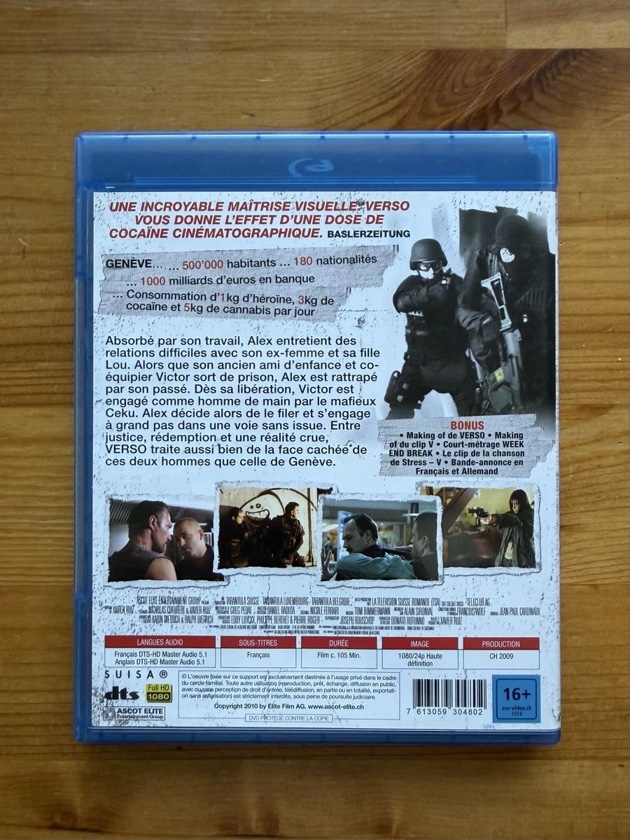 Tutti i DVDs: Blu Ray film Verso de Xavier Ruiz – Usato da Chêne-Bougeries venduto da PPP1224 1