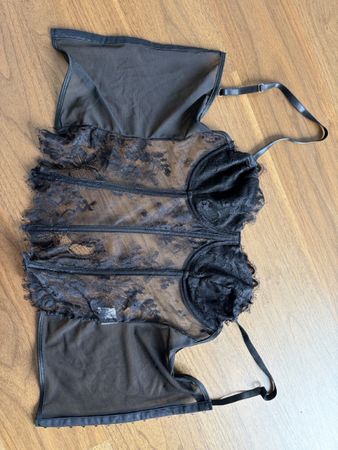 neu Sexy Schwarzes Spitzen-Korsett Gr. M 