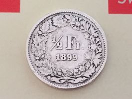 1/2 Franken 1899 s-ss, selten nur 0,4 Mio!