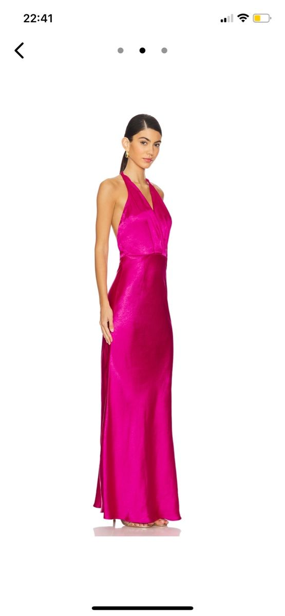 Vestiti: Pink satin halter neck maxi dress – Nuovo e nell'imballaggio originale da Rüschlikon venduto da IDOULA 8