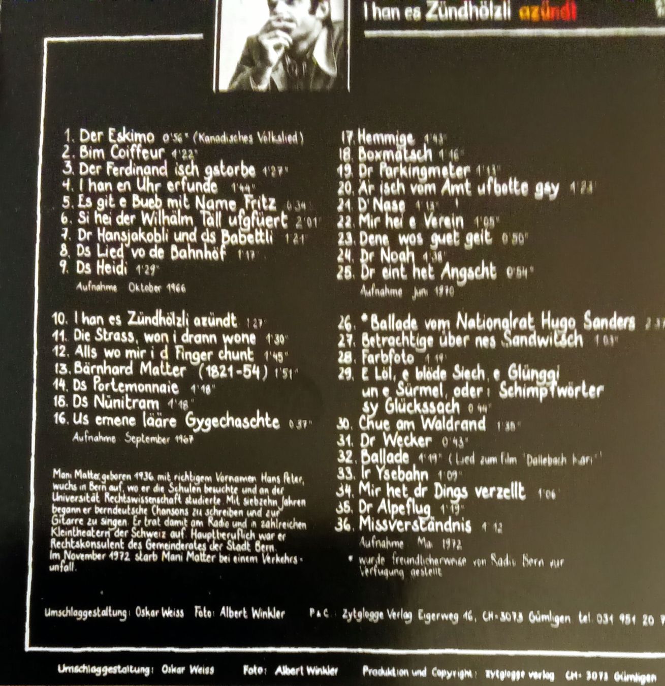 CDs: Mani Matter  – Gebraucht aus Liebefeld von CD-Urs 1