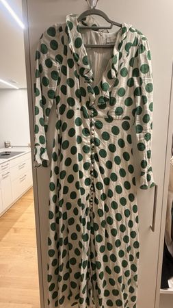 Zimmermann Kleid lang weiss mit gruenen Punkten gebraucht