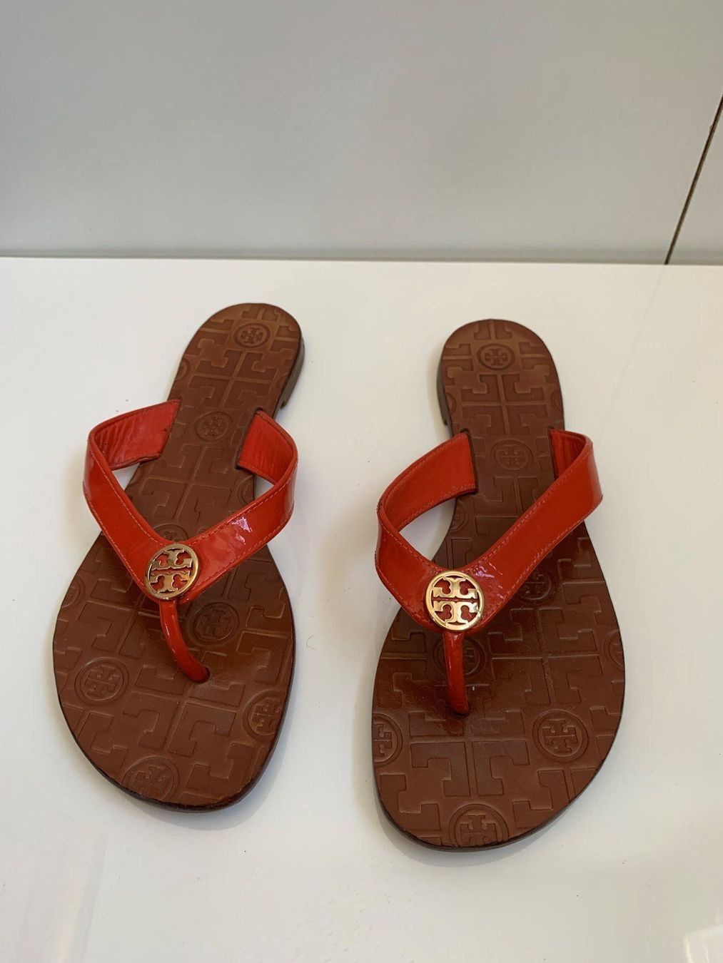 Tory Burch Damenschuhe: TORY BURCH: Orange Leder-Zehen-Sandale, 37 – Gebraucht aus Luzern von paulablue 3