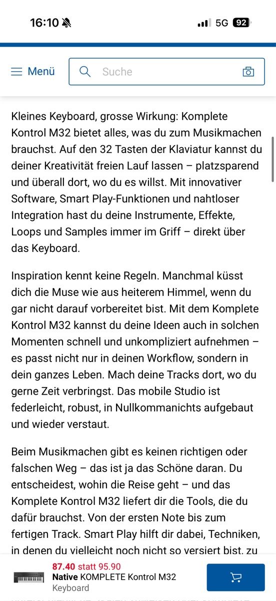 Native Instruments Strumenti musicali: Native Instruments Komplete Kontrol M32 – Nuovo (secondo la descrizione) da Zürich venduto da Bingo62 8