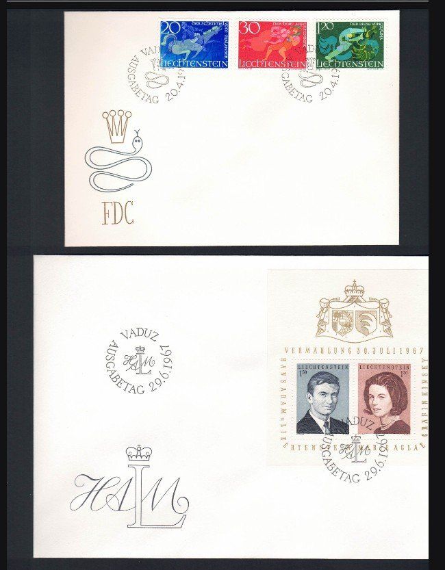 Alle Briefmarken: FDC Liechtenstein 1966-1968 – Gebraucht aus Pfäffikon ZH von Romulus 3
