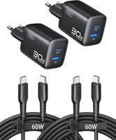 C Ladegerät, 2-Pack GaN Schnellladegerät mit 1,5m 60W