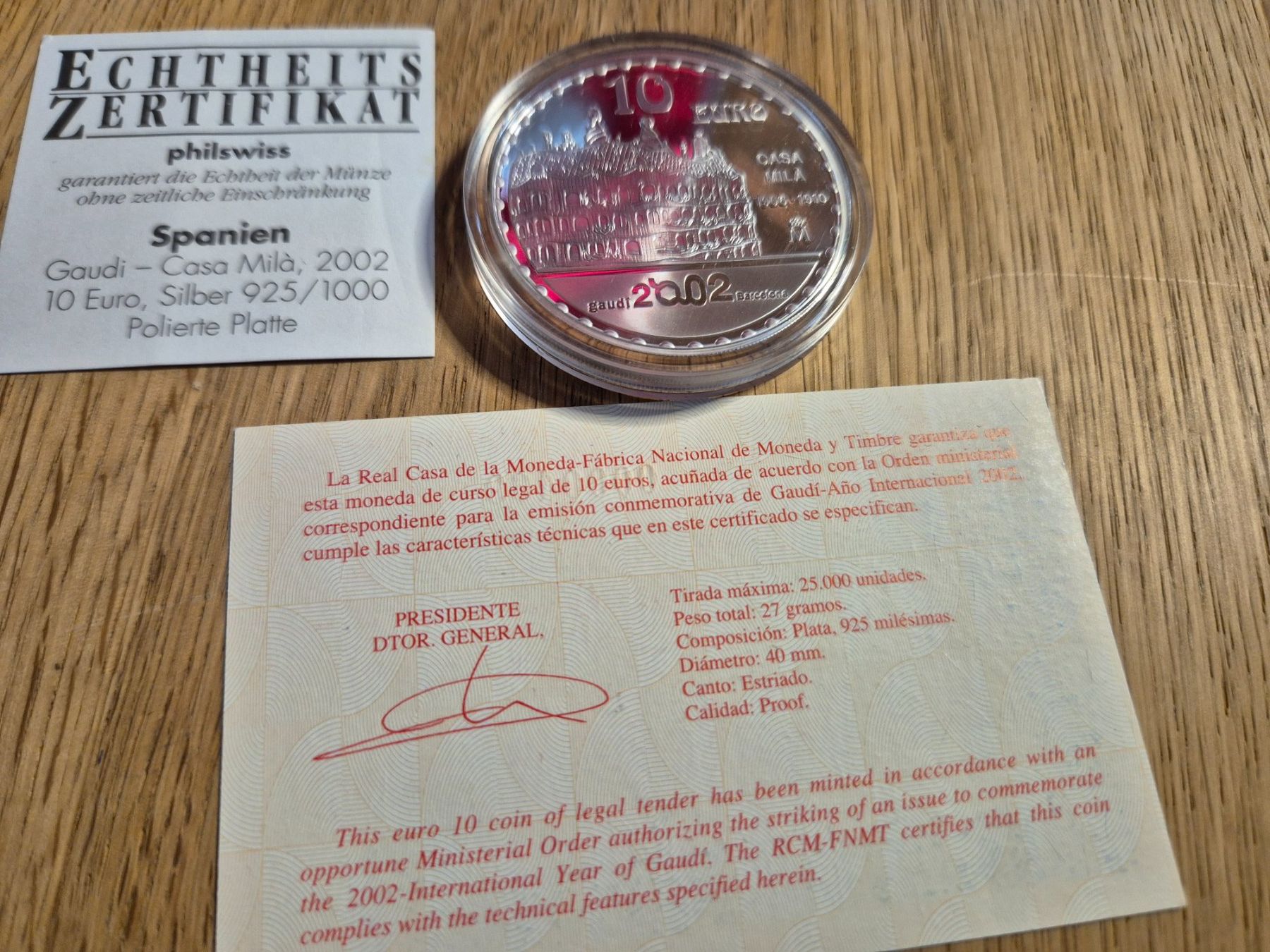 Tutti le monete: Spanien 10 Euro 2002 - 27gr 925er Silber PP – Usato da Mels venduto da Goldenfalcon 3