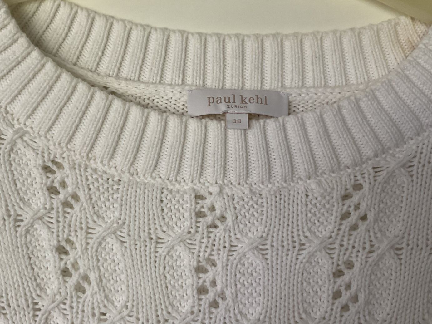 Paul Kehl Pullover & Sweatshirts: Paul Kehl - Baumwoll Pullover gemustert weiss - Gr. 38 – Neu (gemäss Beschreibung) aus Walchwil von Budy7 1