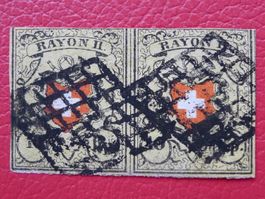 16II (RAYON II) T.14+15 A2-LO mit GITTERRAUTE GENF, +Attest