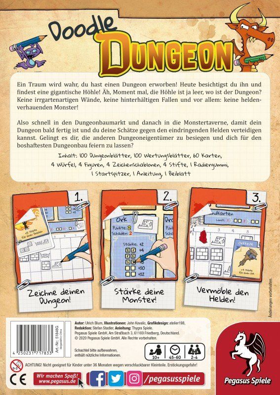 Pegasus Spiele Giochi: Spiel Doodle Dungeon – Nuovo e nell'imballaggio originale da Uster venduto da Ludit 1