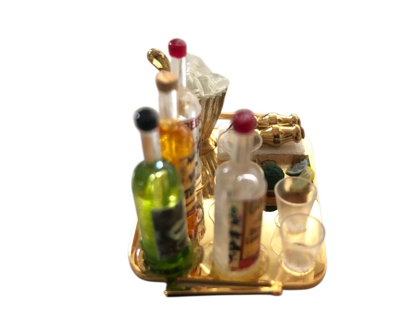 Puppenhäuser & -möbel: exclusive 1:12 Miniaturen "Bar-Set"  Messing-Tablett – Neu und originalverpackt aus Pratteln von Dollshop 2