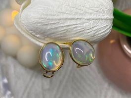 Luxus Opal Ohrringe, Goldig, 925 Silber
