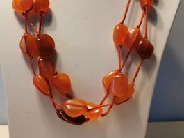 NEU - handgefertigte 3-rang Karneol Kette, 50cm