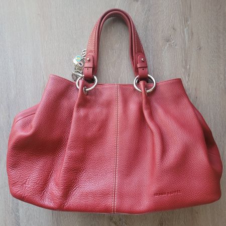Rote Ledertasche Handtasche Braun Büffel, neuwertig