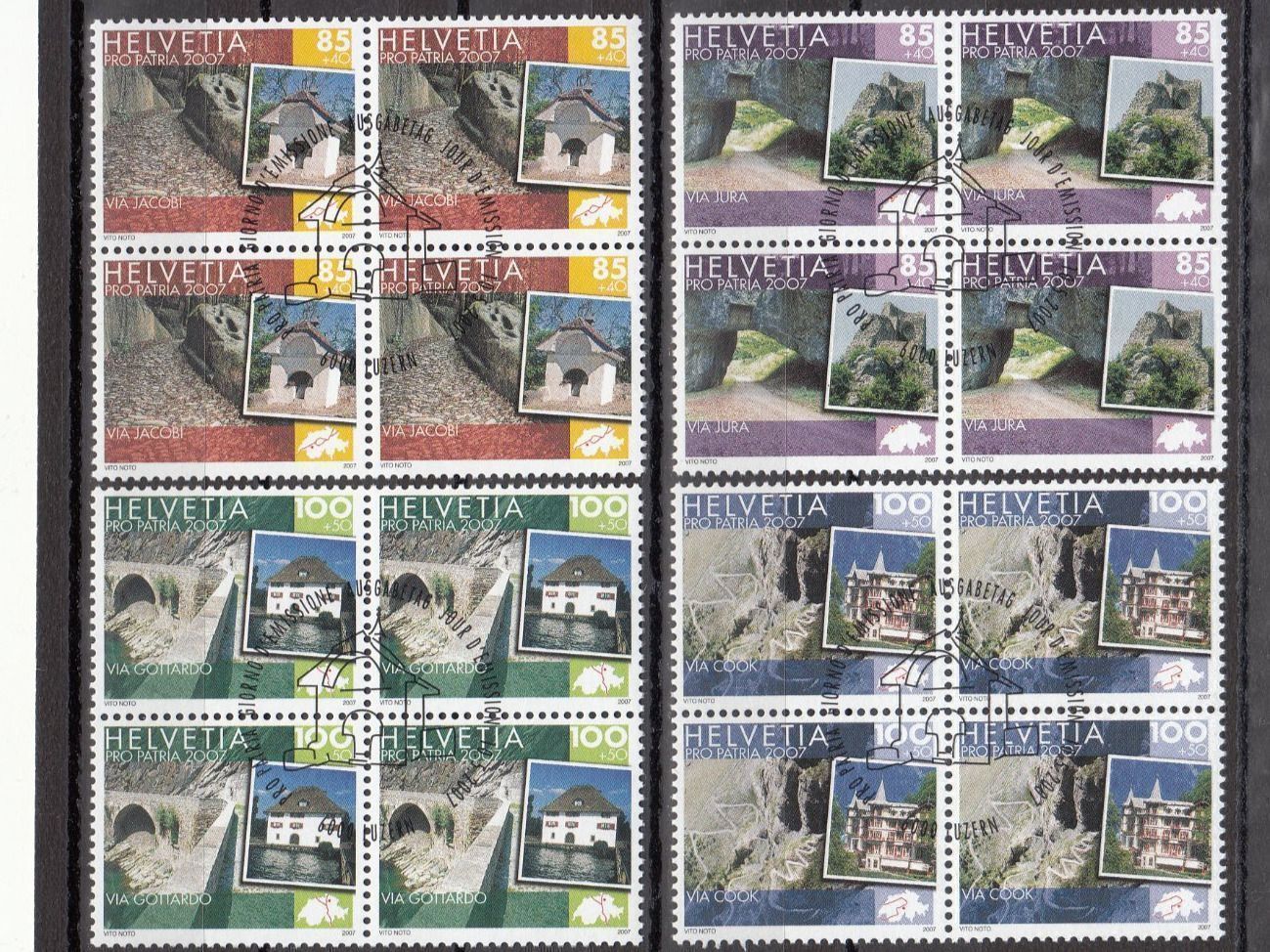 Alle Briefmarken: SBK B296 - B299 im 4er-Block mit ET – Gebraucht aus Bürglen TG von StampGraf