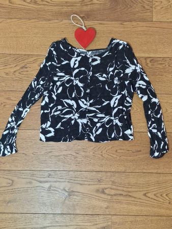 Cardigan Chicorée schwarz weiss Blumenmuster Grösse S