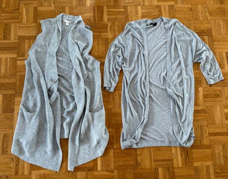 Cardigan und Strickgilet, grau