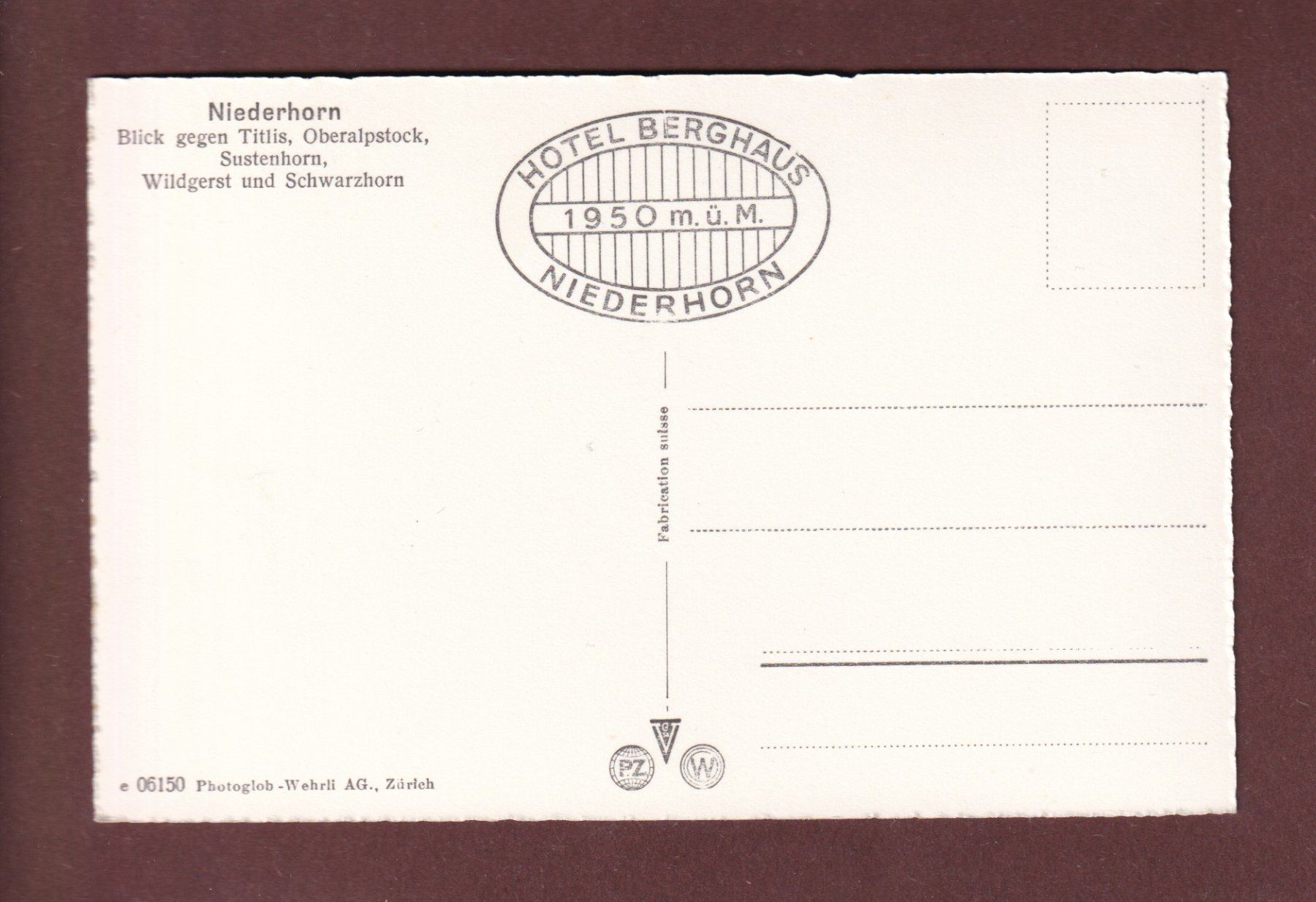 Cartoline postali: NIEDERHORN - Blick gegen Titlis – Usato da Pully venduto da nicecards-shop 1