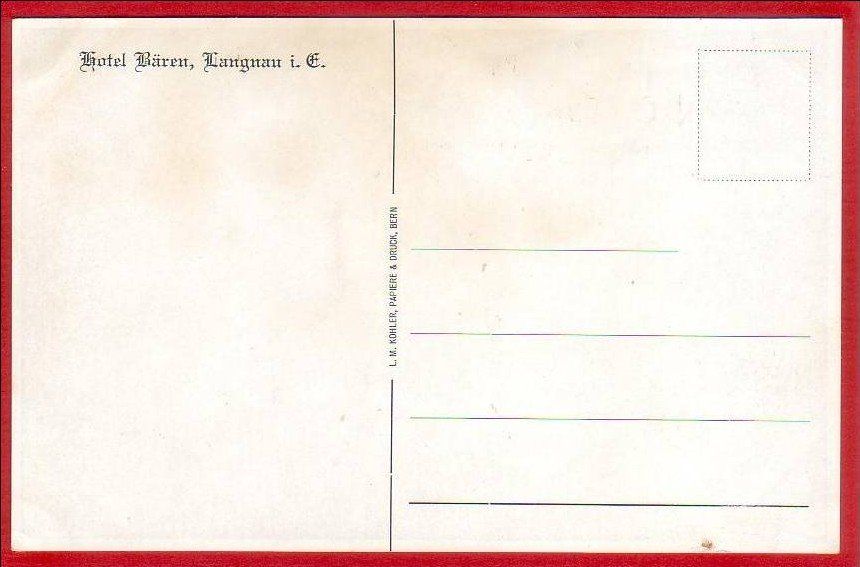 Cartoline postali: LANGNAU HOTEL BÄREN – Usato da Grüningen venduto da Kartenlaube 1