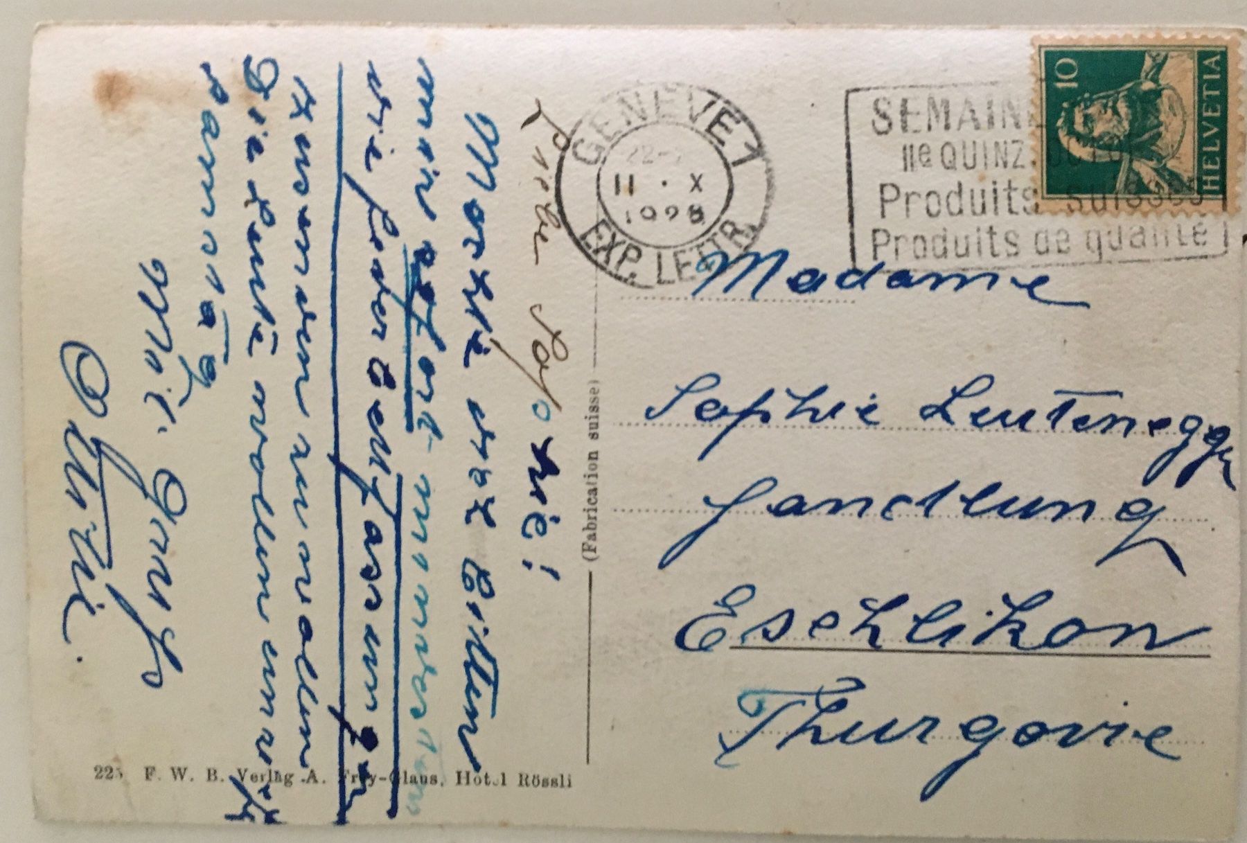 Cartoline postali: Oberrieden am Brienzersee, 1928 – Usato da Frauenfeld venduto da Merk52 1