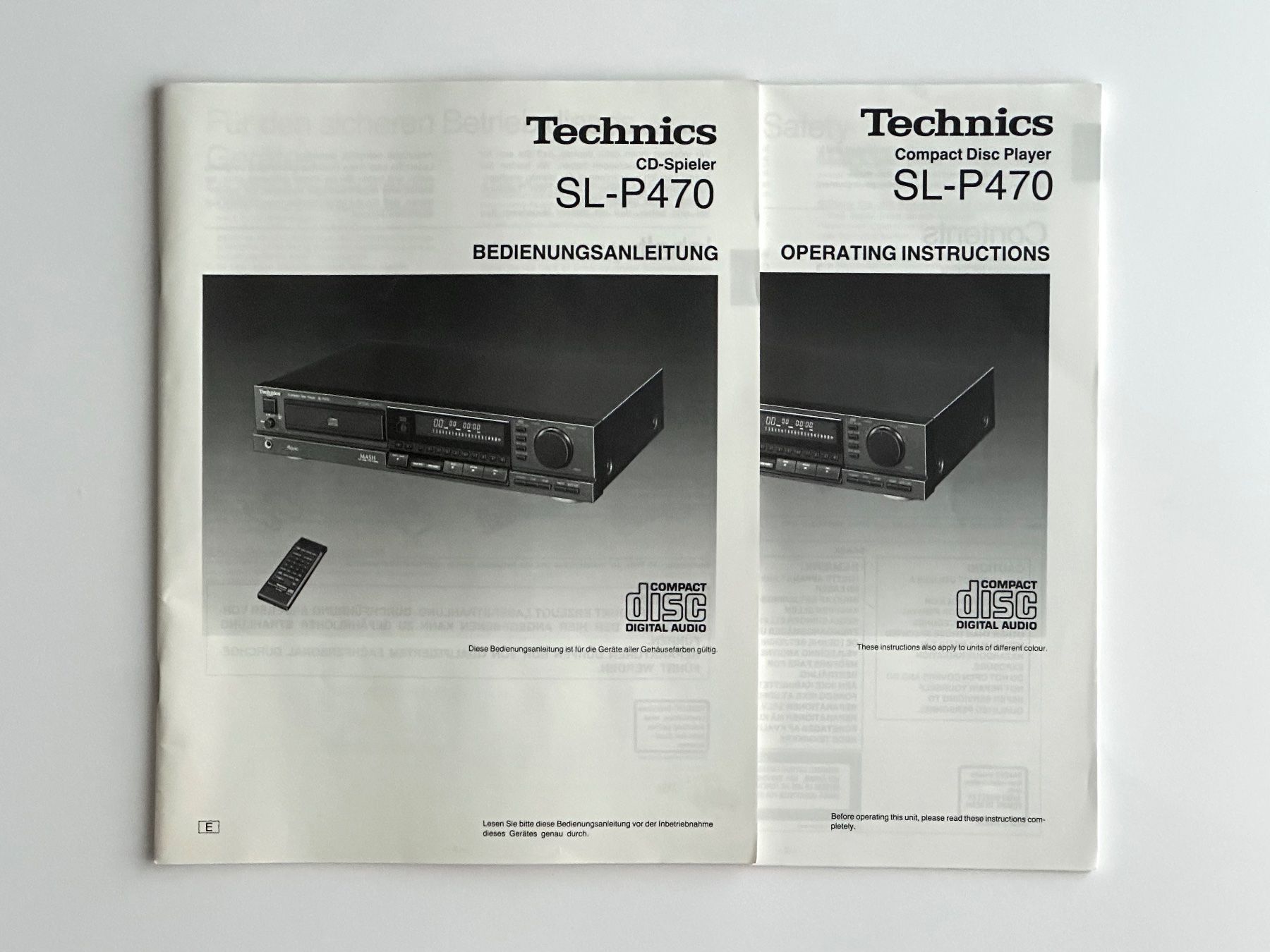 Documents: Bedienungsanleitung: Technics SL-P470 – D'occasion à Zürich par arn__