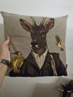 Kissenbezug Hirsch Motiv Baumwolle 45x45 Gobelin