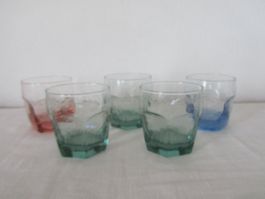 5 farbige Wassergläser