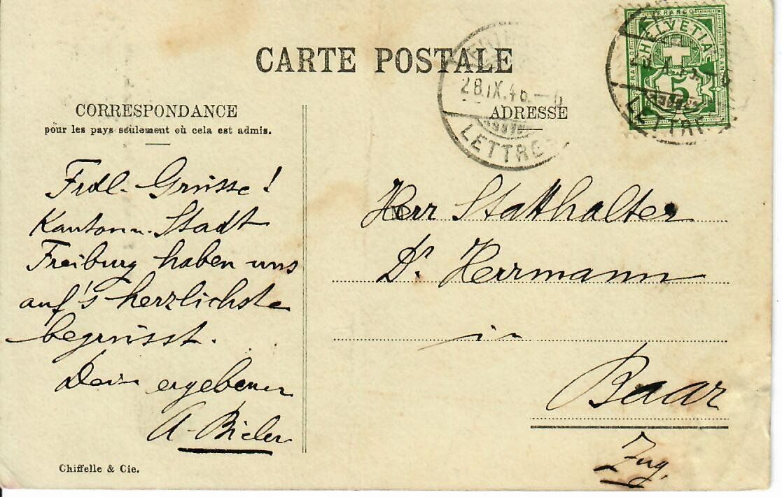 Cartoline postali: Fribourg – Usato da Hochdorf venduto da Ziegel-16 1