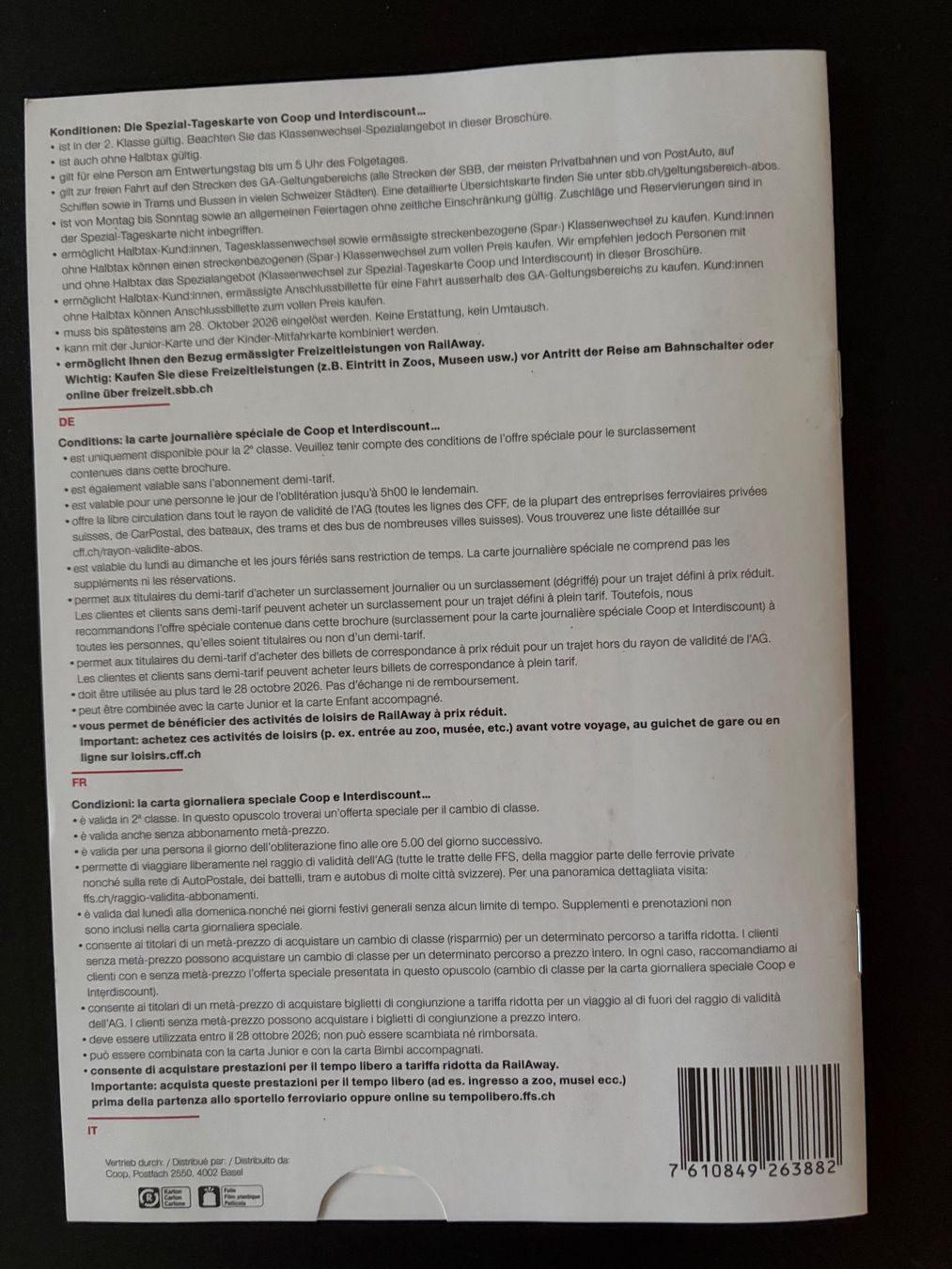 Biglietti: SBB Spezial Tageskarte – Nuovo e nell'imballaggio originale da Meilen venduto da Sura18 1
