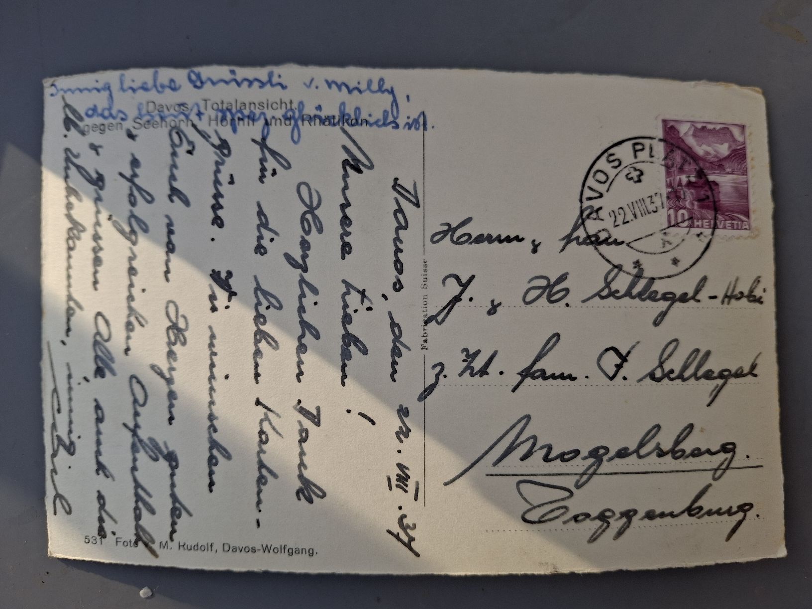 Cartoline postali: Alte Ansichtskarte Davos, Graubünden, 1937 – Usato da Aadorf venduto da Greg19 1