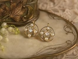 Jugendstil Diamant - Perlen - Ohrringe um 1905