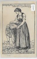 Landes-Ausstellung Bern 1914 - Bäuerin mit Kalb