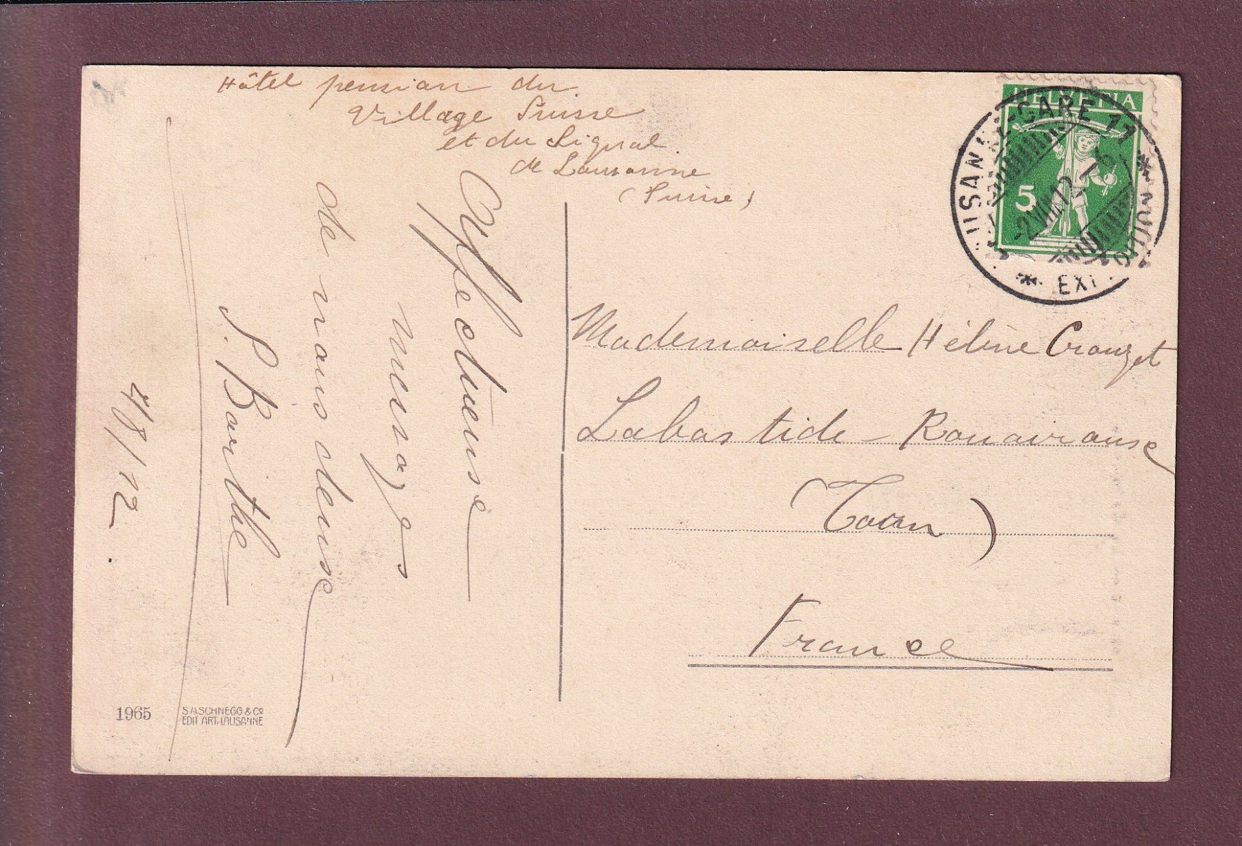Cartoline postali: LAUSANNE - Cathédrale - 1912 – Usato da Pully venduto da nicecards 1