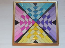 Bild "Mathematik", Seide, hinter Glas, Unikat, hand - gemalt